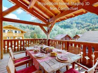 Enjoy al fresco dining on this charming wooden balcony, perfect for savoring meals with a view.