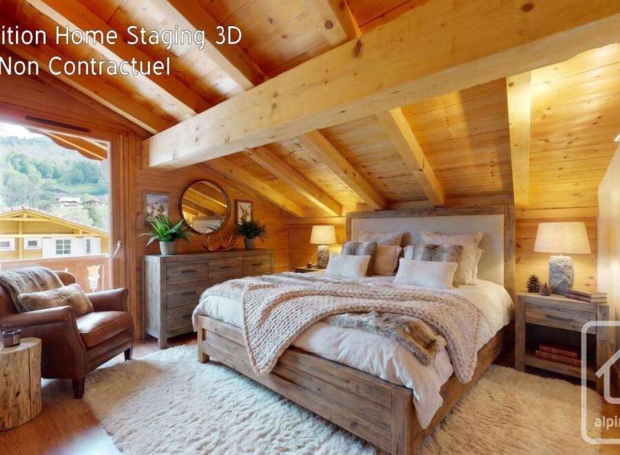 Experience luxurious mountain living in this beautifully staged 3D bedroom.