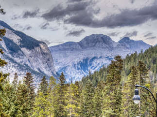 Discover breathtaking mountain views from this stunning property, nestled amidst a lush pine forest.