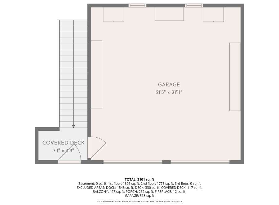 Discover this spacious property featuring a large garage measuring 21'5' x 21'11', perfect for vehicles and storage.