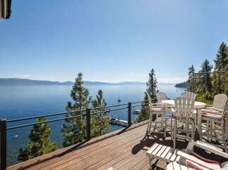 Enjoy breathtaking lake views from this stunning deck, perfect for entertaining or relaxing.