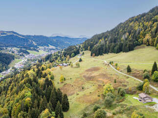 Discover this charming alpine property nestled amidst rolling hills and lush forests, offering breathtaking panoramic views of the surrounding mountains and a picturesque village below.