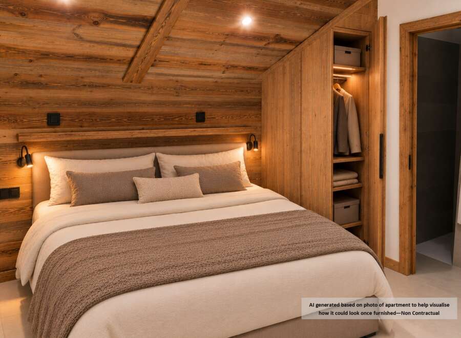Experience rustic charm and modern comfort in this beautifully furnished bedroom.