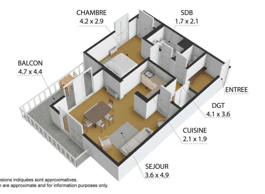 Discover this charming apartment featuring a spacious living room (SEJOUR) of 3.