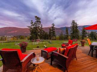 Enjoy breathtaking mountain views from this stunning patio, perfect for entertaining or relaxing.