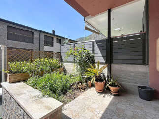 Discover this charming outdoor space featuring lush greenery and decorative planters, perfect for relaxing or entertaining.