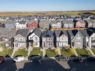 Discover modern living in this vibrant suburban neighborhood, featuring a diverse array of contemporary homes with stylish architectural details.