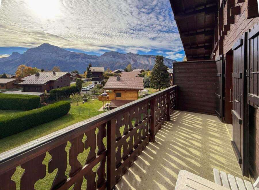 Experience breathtaking mountain views from this charming balcony, perfect for enjoying your morning coffee or evening relaxation.