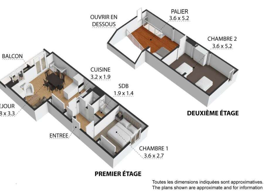 Discover this charming duplex apartment featuring a spacious living room with balcony access and a modern kitchen on the first floor.