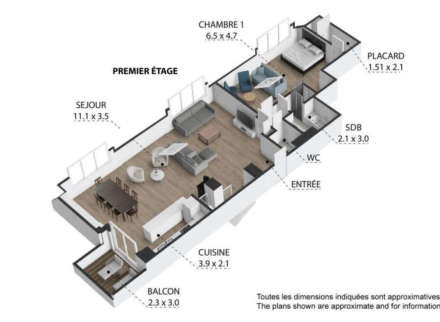Discover this charming apartment featuring a spacious living area (11.