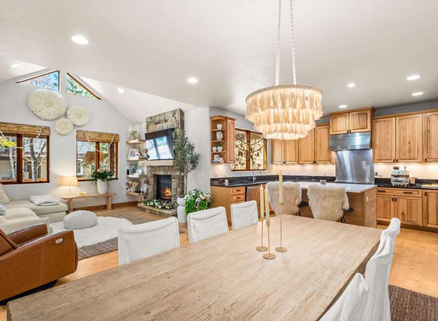 Experience the perfect blend of rustic charm and modern comfort in this inviting open-concept living space.