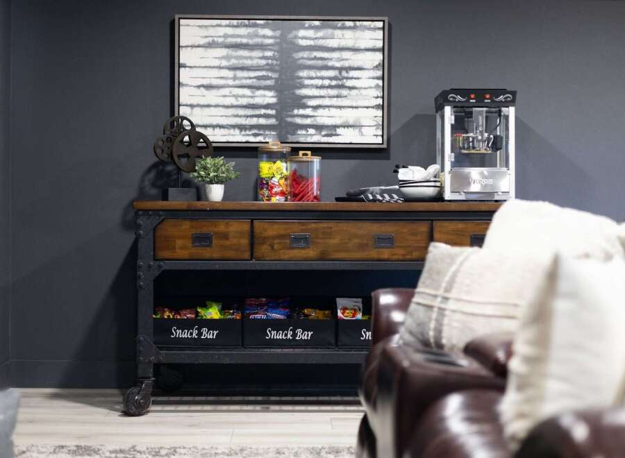 Transform your living space into the ultimate entertainment hub with this stylish media console, perfect for movie nights.