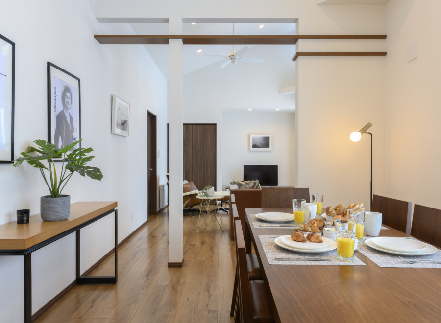 This stunning home boasts an open-concept living area with hardwood floors and abundant natural light.