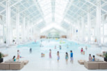 Experience the ultimate indoor aquatic paradise! This stunning property boasts a massive wave pool, perfect for family fun and relaxation.