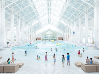 Experience the ultimate indoor aquatic paradise! This stunning property boasts a massive wave pool, perfect for family fun and relaxation.