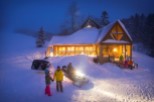 Experience the magic of winter at this stunning snow-covered lodge.