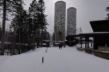 Explore the stunning architecture of the Tomamu resort, featuring unique tower structures.