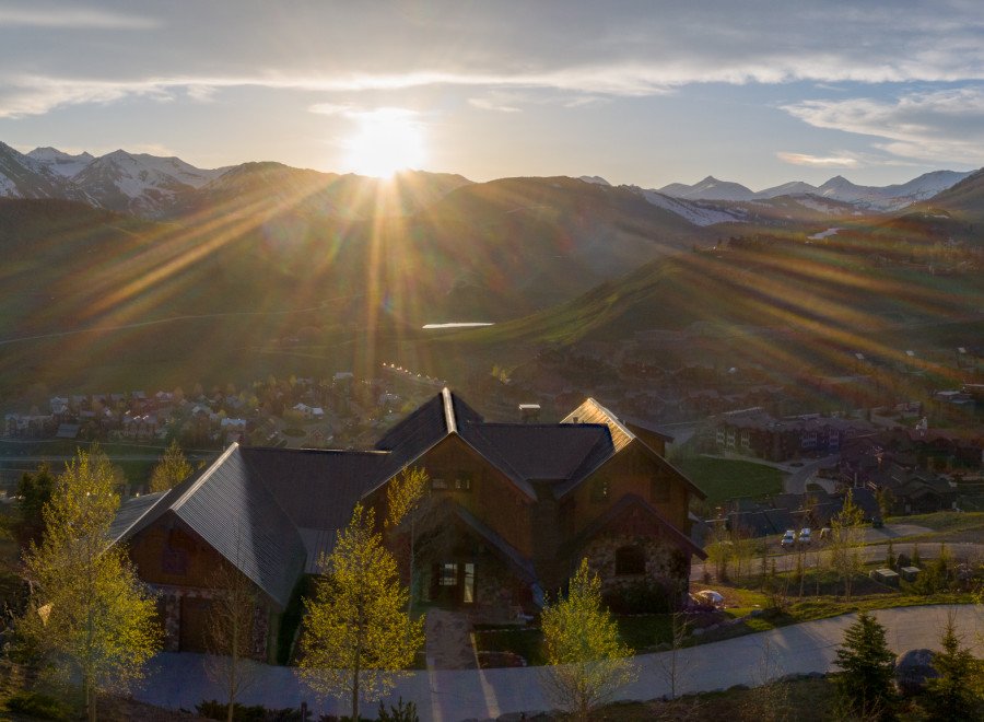 Luxury mountain home with breathtaking sunset views.