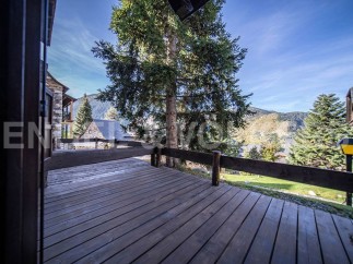 Mountain view wooden deck.