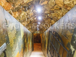 Descend into this unique wine cellar, showcasing a stunning stone and slate design.