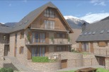 Mountain view home with stone exterior and wood accents.