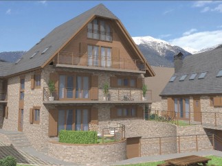 Mountain view home with stone exterior and wood accents.
