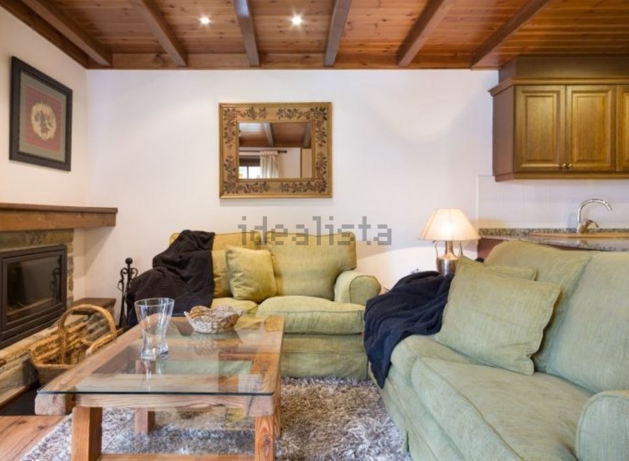 Cozy living room with a wood-burning fireplace and comfortable sofas.