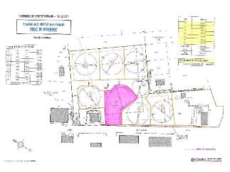 This Essert Romain property features a proposed subdivision plan with several lots, each having unique dimensions and specifications.