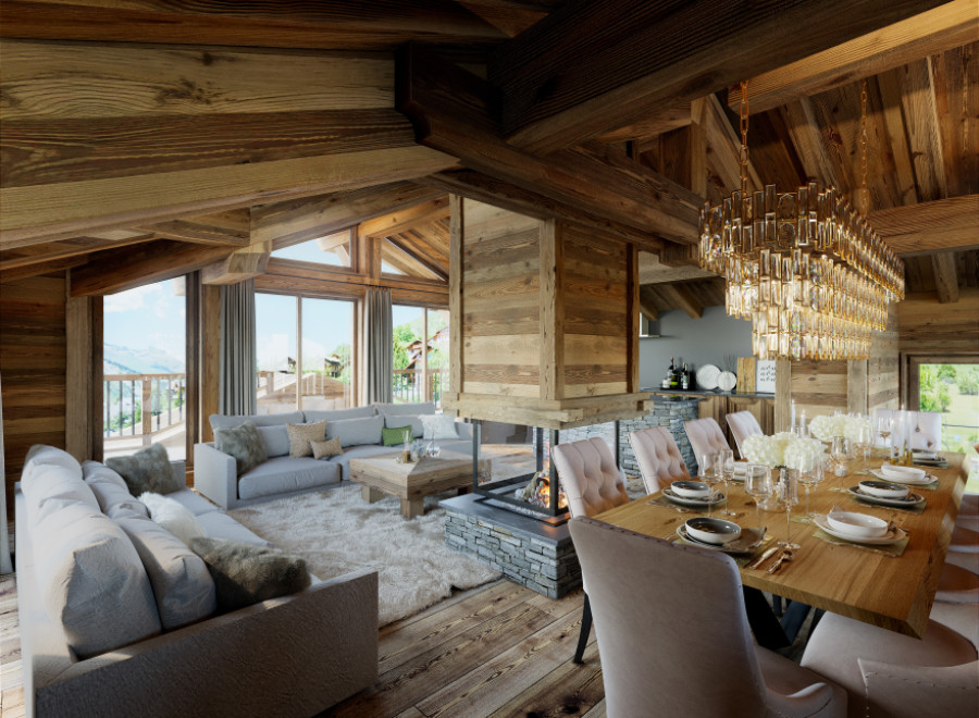 This free-standing chalet with more than 300m² of living space boasts the ideal location in the heart of the Saint Martin de Belleville village
