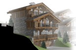 This stunning chalet boasts a unique blend of rustic stone and modern wood, offering breathtaking views.