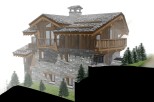 This stunning chalet boasts a unique blend of rustic charm and modern elegance.