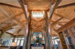 Experience the grandeur of this stunning home with its impressive wooden architecture.
