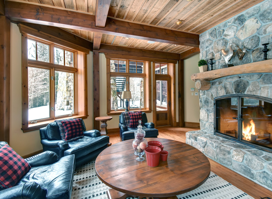 Experience rustic elegance in this stunning living room.