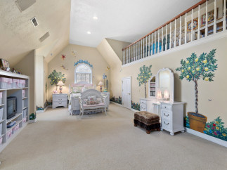 Step into a whimsical bedroom retreat! This charming space features a unique loft area, perfect for relaxation or play.