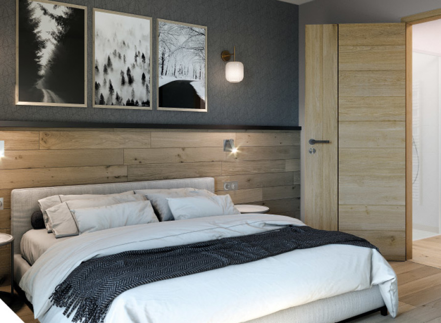 Discover a cozy bedroom retreat with a touch of modern elegance.