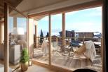 Enjoy breathtaking mountain views from this stunning balcony.