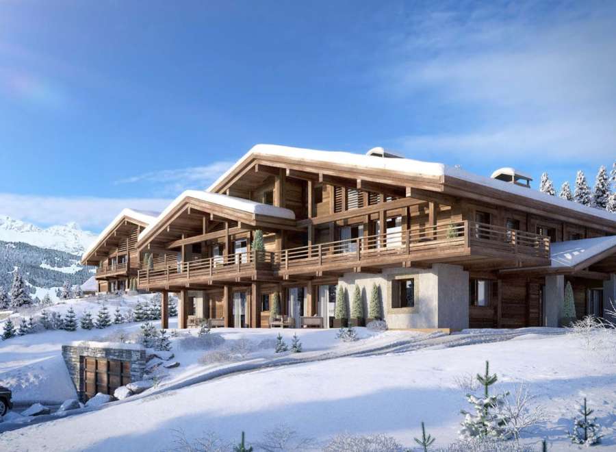 Luxury chalet in the French Alps with stunning mountain views.