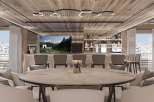Luxury chalet with stunning mountain views and a spacious dining area perfect for entertaining.
