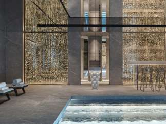 Indulge in luxury with this stunning indoor pool, featuring a sleek design and ambient lighting.