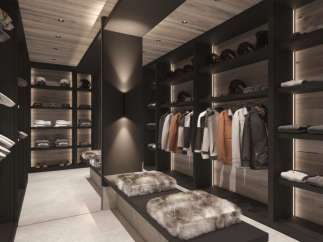 Luxurious ski-in/ski-out chalet boasting a stunning, custom-designed walk-in closet.