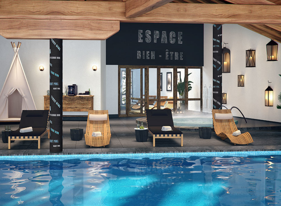 Indulge in tranquility at our luxurious hotel, featuring a stunning indoor pool and a relaxing spa.