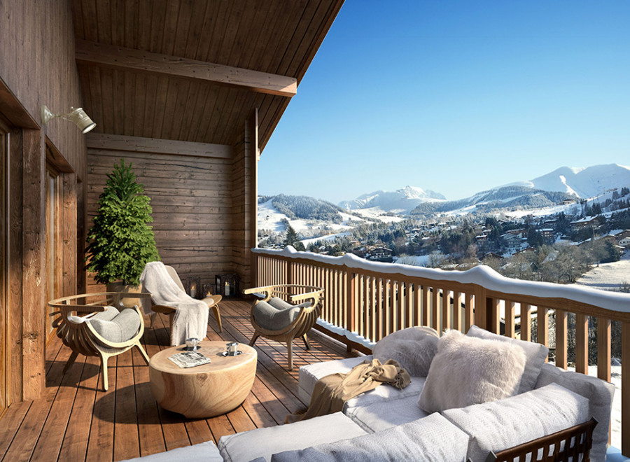 Luxury chalet apartment with breathtaking panoramic mountain views.