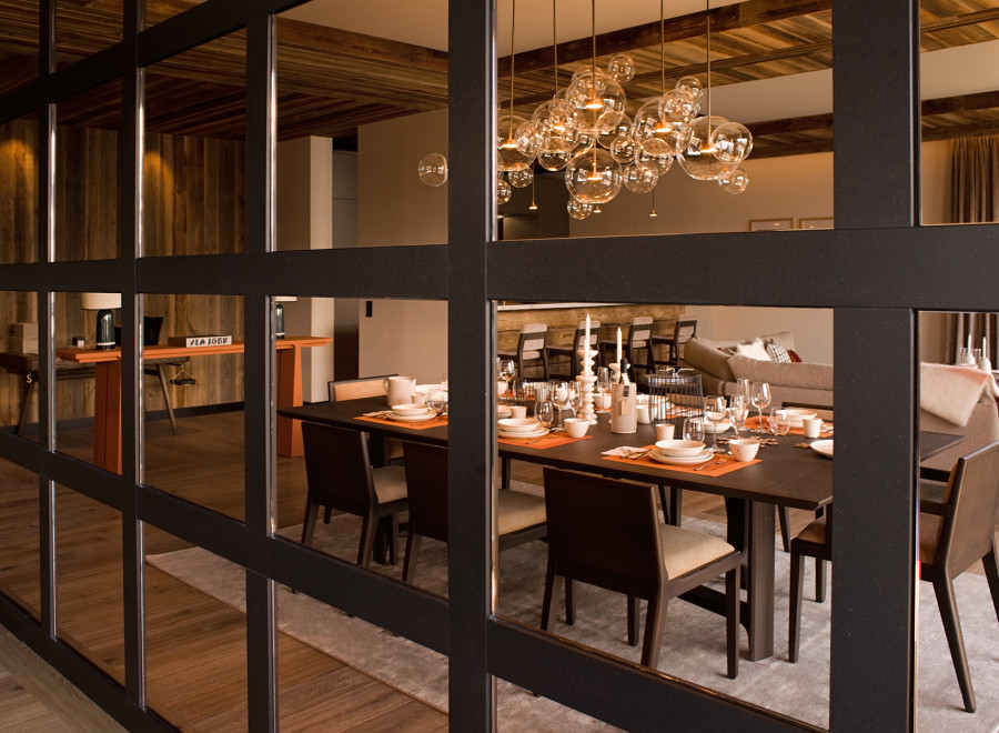 Dining room in a new ski property in Meribel, France