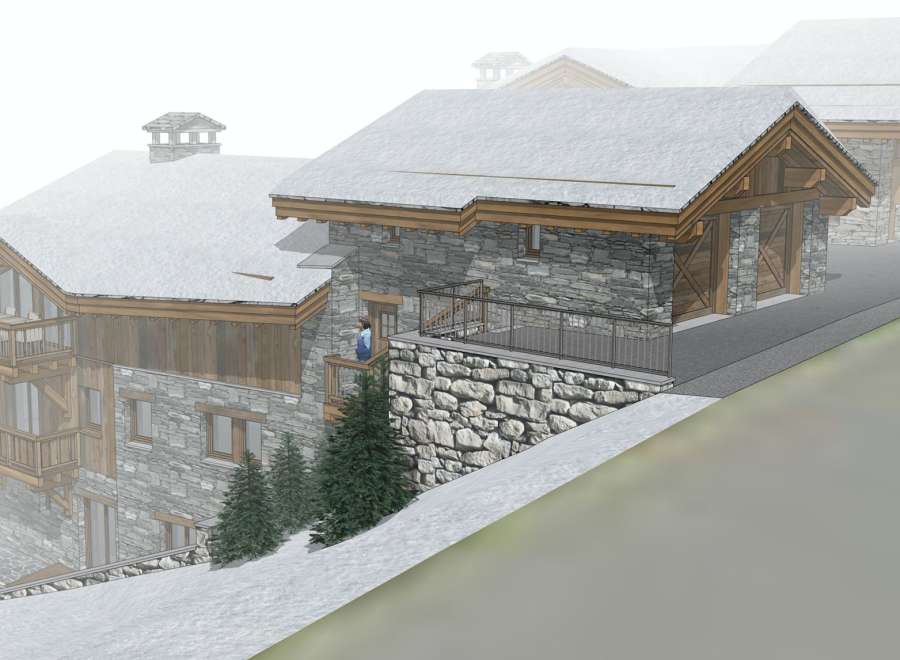 This stunning chalet boasts a prime location on a snowy hillside, offering breathtaking views.