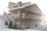 This stunning chalet boasts a prime ski-in/ski-out location, offering breathtaking mountain views.