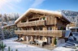 Luxury chalet in the French Alps with stunning mountain views.