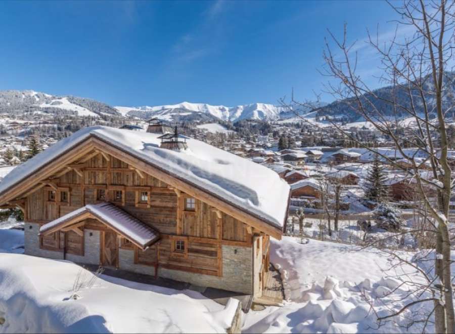 Luxury chalet in the French Alps with stunning mountain views.