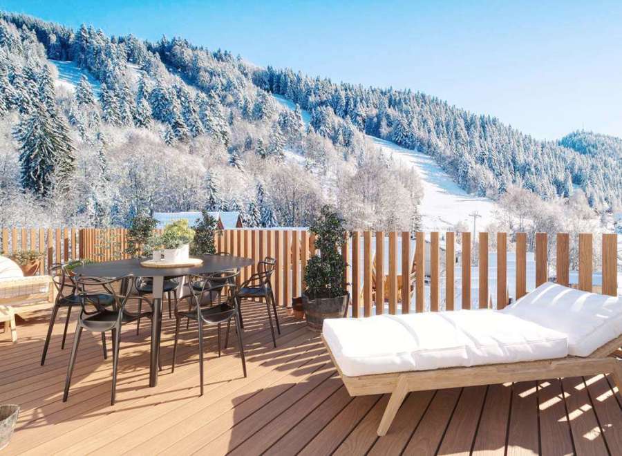 Enjoy breathtaking mountain views from this stunning outdoor deck.