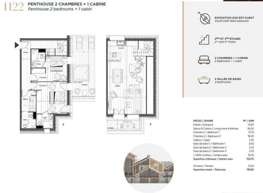 Discover the epitome of luxury living in this penthouse featuring 2 bedrooms and a cabin.