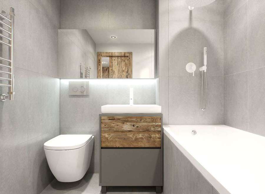 Modern bathroom design featuring a sleek, minimalist aesthetic.